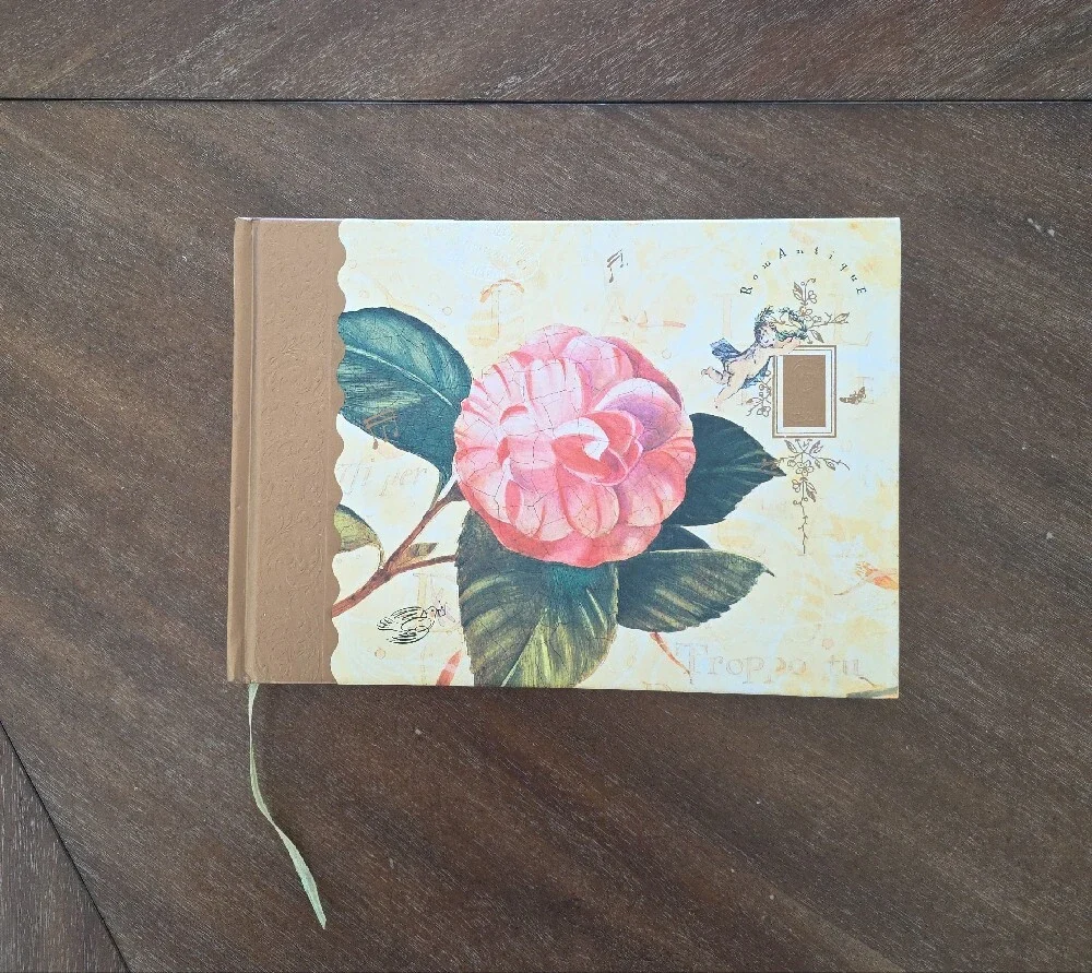 NEW Hardcover Rose Journal Notebook in Pink and Green